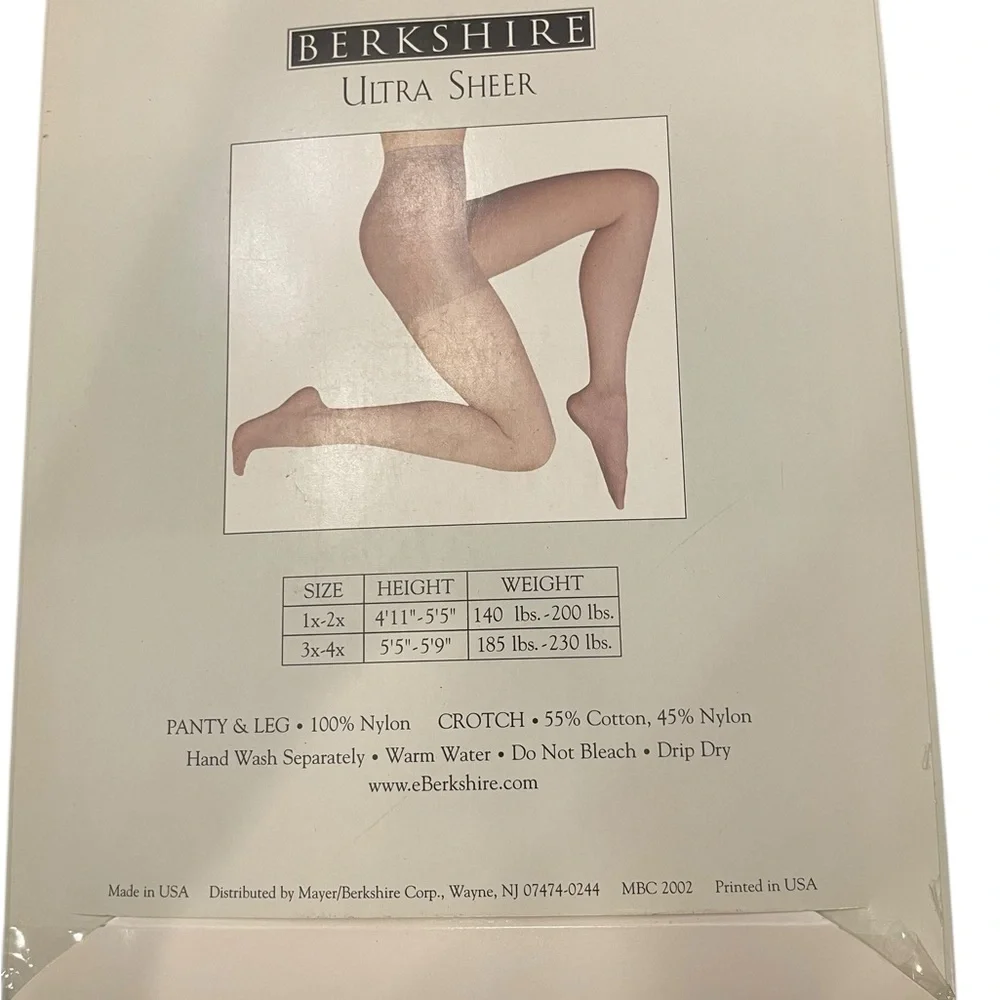 Berkshire Ultra Sheer Queen No Control Top Black Size 3X-4X ‎ Pantyhose NEW